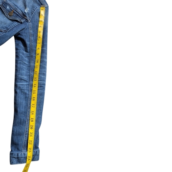 Guess Jean Jacket Vintage Y2K Mid Blue Distressed Flap Pockets Women's Small - Picture 15 of 15